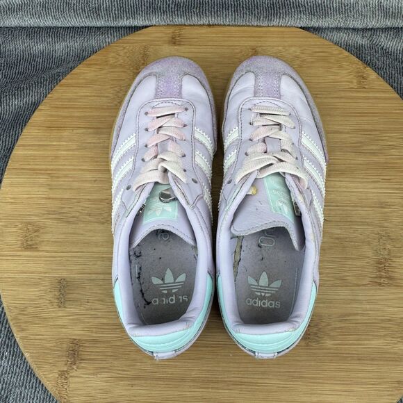 Adidas Samba Shoes Kids Size 13K Purple Mint White Gum Classic Leather IE8847 - Picture 6 of 10